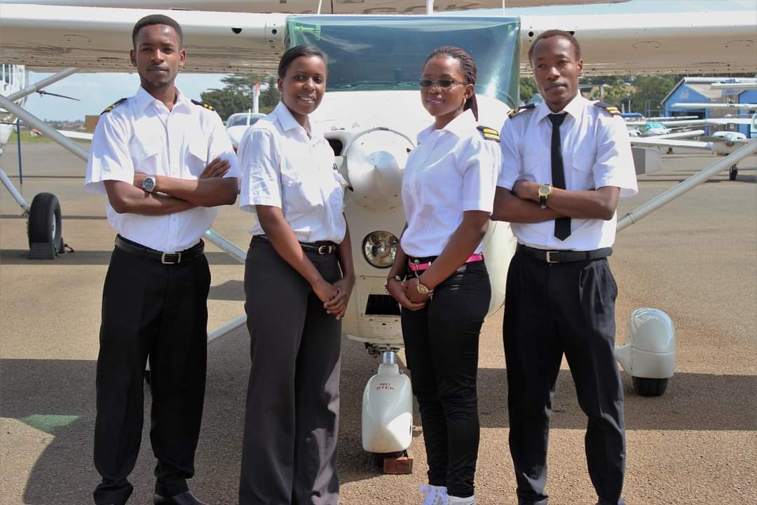Harmonics Air Centre aviation students at Wilson Airport, Nairobi